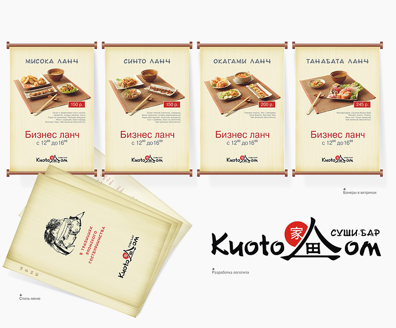 Создание логотипа и разработка фирменного стиля ресторана японской кухни «КиотоДом»
